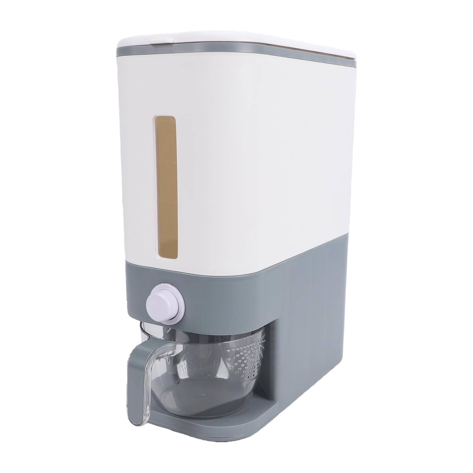 Pssopp Contenitore per Riso, Dispenser Ermetico, per (Standard Gray 12KG) | Distributore di riso con controllo della porzione a un pulsante, sigillato a prova di polvere, per cucinare in casa