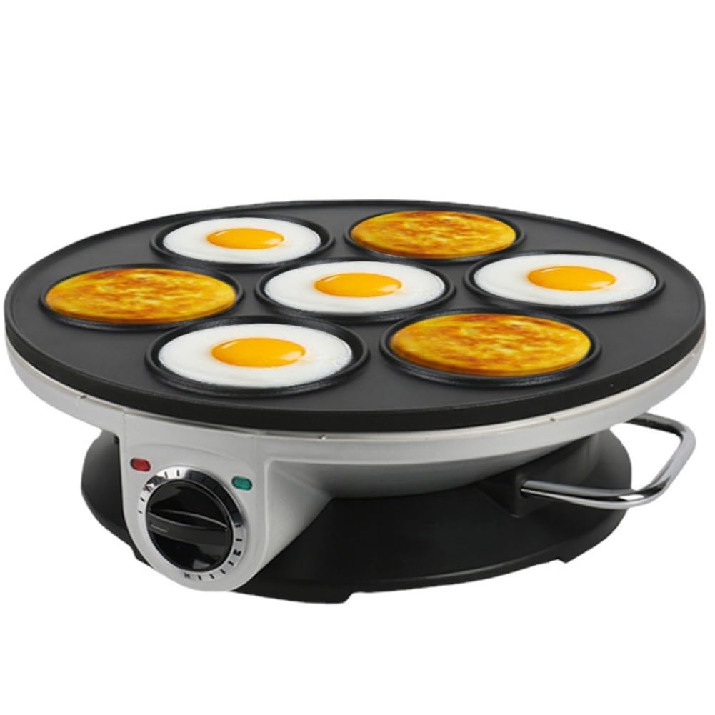 AISINILALAO Electric Pancake Maker for Kids, Nonstick Fried Eggs Pan Mini Pancake Griddle, 7 Holes Electric Poffertjes Pan, Ideal for Breakfast, Snacks
