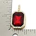 Mens 14k Gold Plated Iced Out Red Ruby Octagon Hip Hop Pendant with 3mm 24