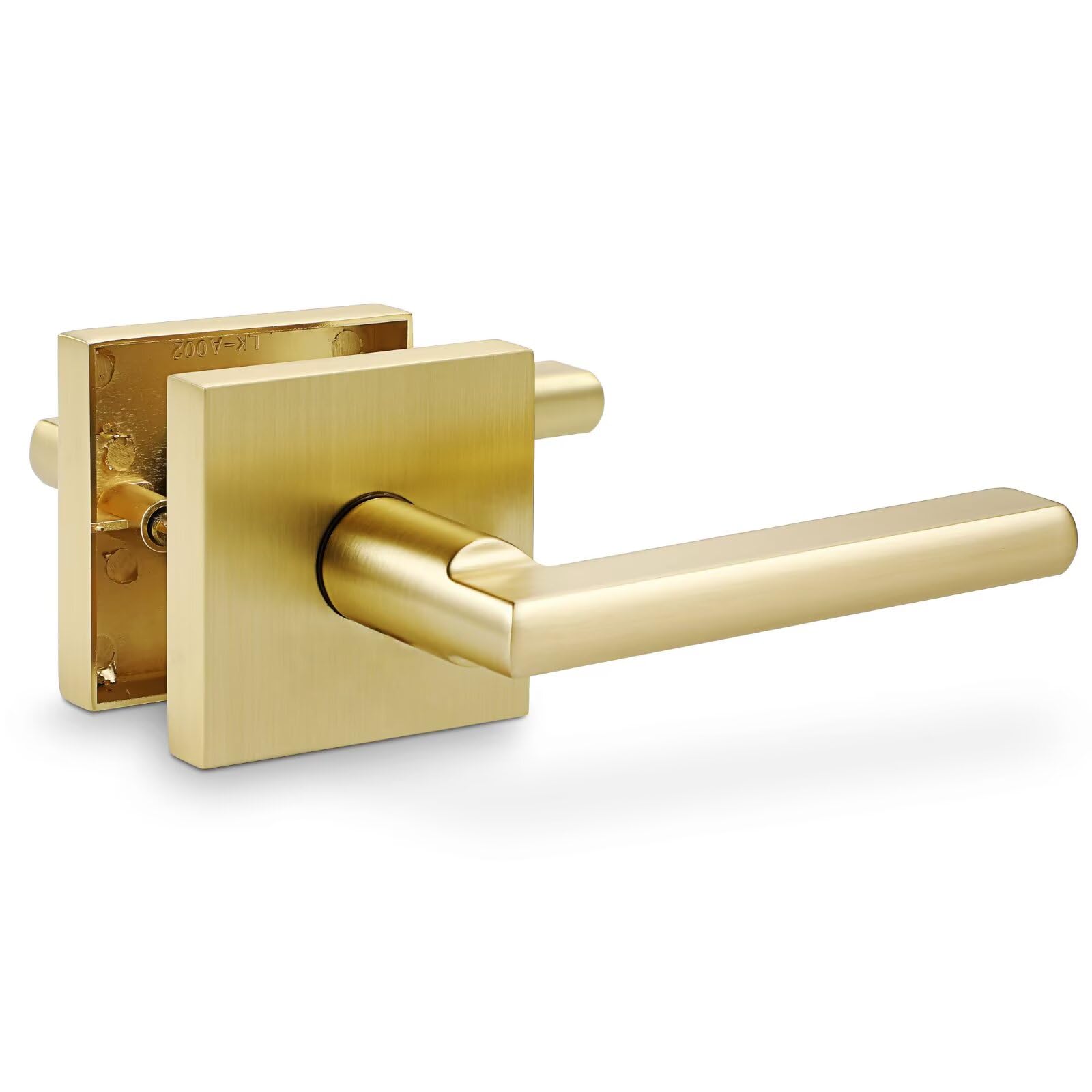 Linkaa Passage Door Lever Gold Tinted Brass Interior Door Handles Keyless Door Handles Exterior/Interior Door Handle Without Lock