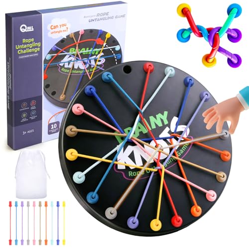 Starnearby Brainy Knots Game Twisted Rope Challenge Puzzle Game 2 to 4 Players Logic Strategy Untangling Board Game for Kids & Adults Family Travel Party Games