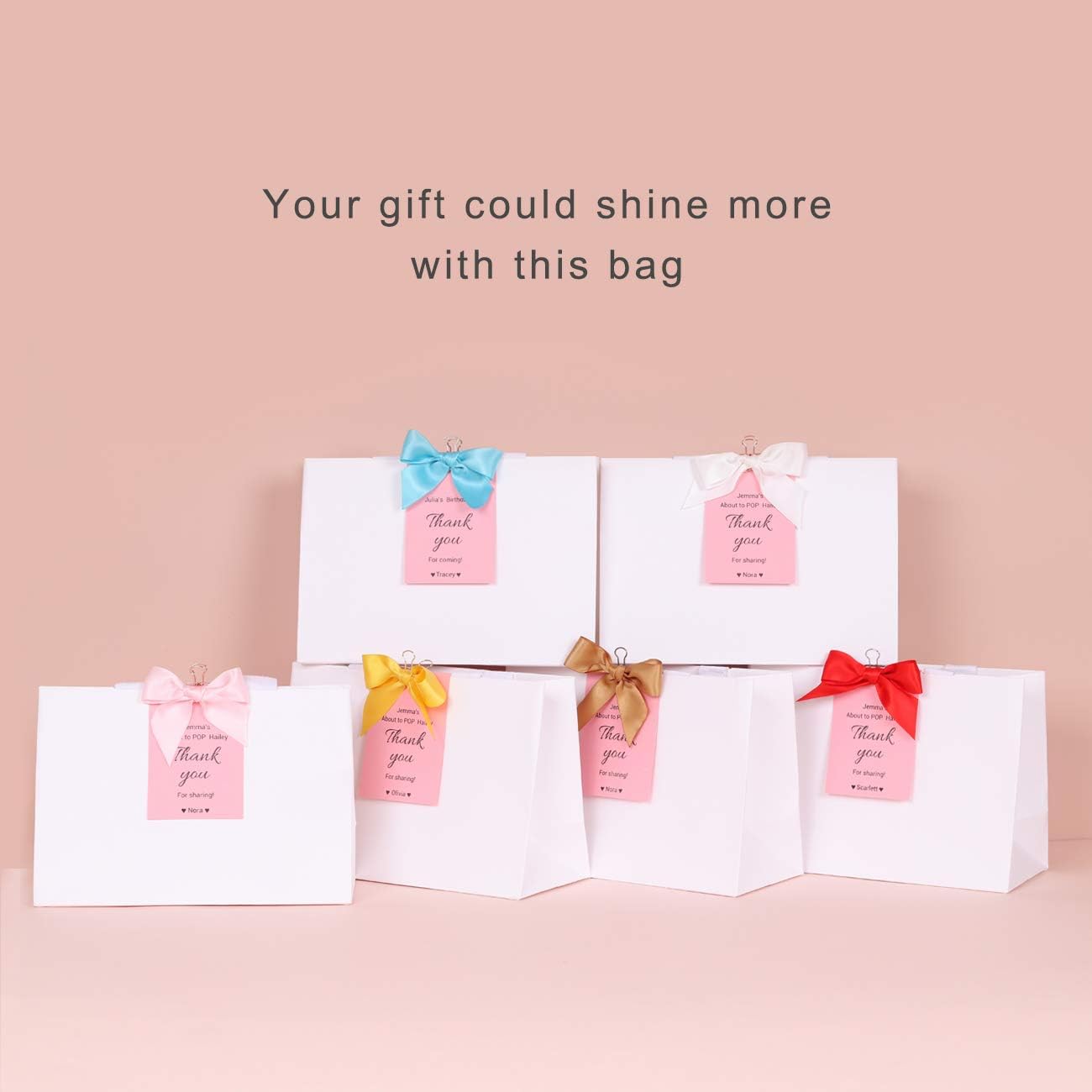 16pcs 9x3.9x6.3" (1) Small Size, White Paper Bags with White Cotton Handles, Thick Sturdy Durable Gift bags - Image 8