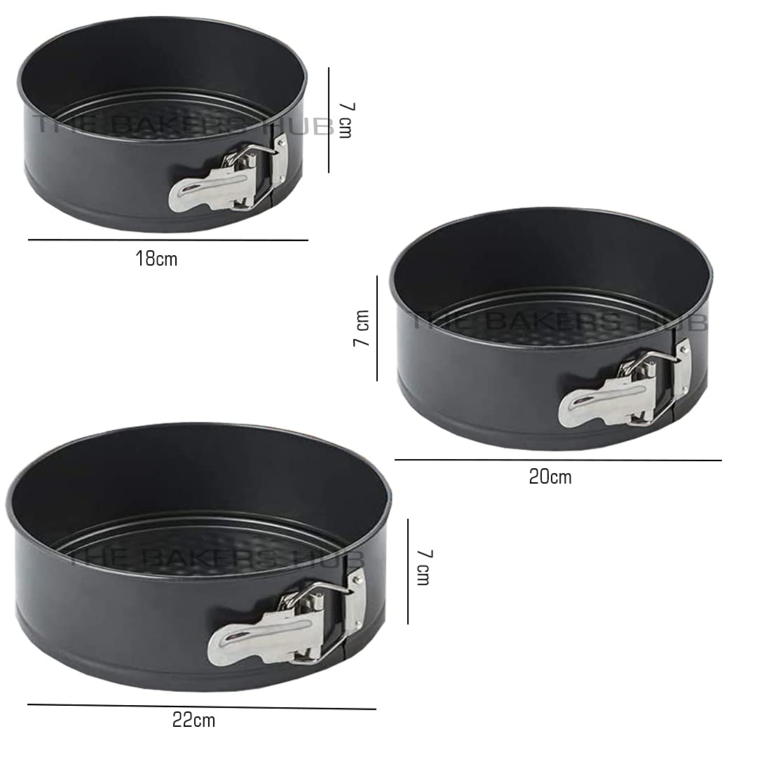The bakers hub 3-Piece Non-Stick Springform Pan Set - 7", 8", 9" Inches | (18/20/22 cm) | Heavy-Gauge Aluminum Bakeware for Cheesecakes, Tarts & Cakes | Oven Safe & Easy Release 1