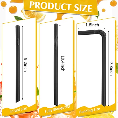 Pitillos flexibles de plástico negro 300 unidades 23.37 cm miniatura 3