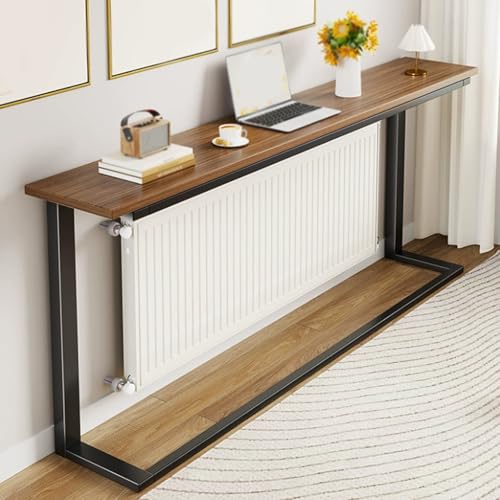 Elegante estante de madera para radiador, mesa auxiliar decorativa versátil para sala de estar, dormitorio y oficina, diseño elegante, decoración funcional del hogar