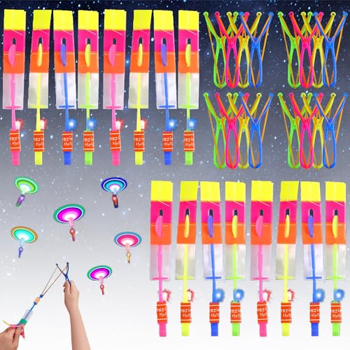 Helicóptero Vuelo Juguete, 16 Piezas Juguete Volador Luminoso, Juguete De Tirachinas de Luminosos, Juguete Volador Luminoso para Niños, Juguete de Luminosos para Actividades y Juegos al Aire Libre