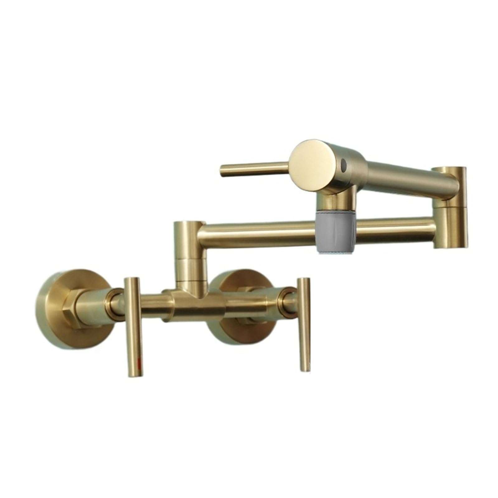 ZQFHSX Pot Filler Faucet Wall Mounted Kitchen Mixer Solid Brass Swivel Spout Hot and Cold Water with Dual Handle for Most Scenarios(E)