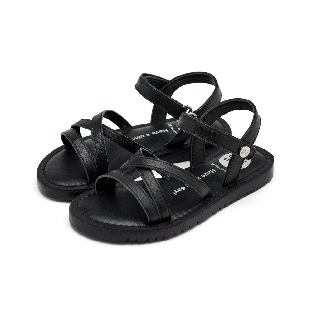 GIOSEPPO Girls Tolland Flat Sandal, Black White, 13.5 UK Child