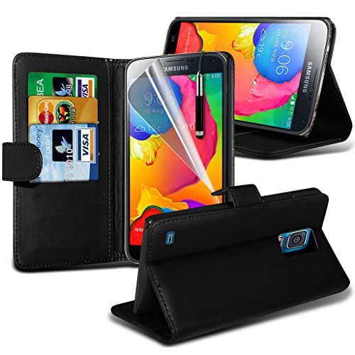 Funda para Samsung Galaxy S4 mini i9195i, producto resistente, duradero, de alta calidad, contra impactos, con calcomanía trasera y protector de pantalla, funda de cuero de poliuretano con tapa, billetera y tarjetero (de crédito y de débito), con protector de pantalla LCD y paño de limpieza, fabricado por i Tronixs.
