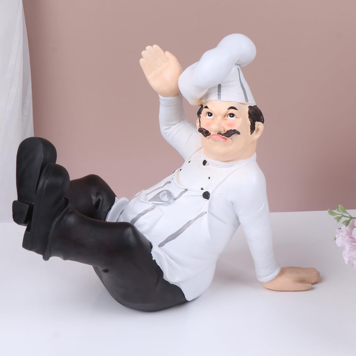 Statuetta Chef Ornamentazione Stabile e Raffinata in Resina Decorazione da Tavolo per Casa per Chi