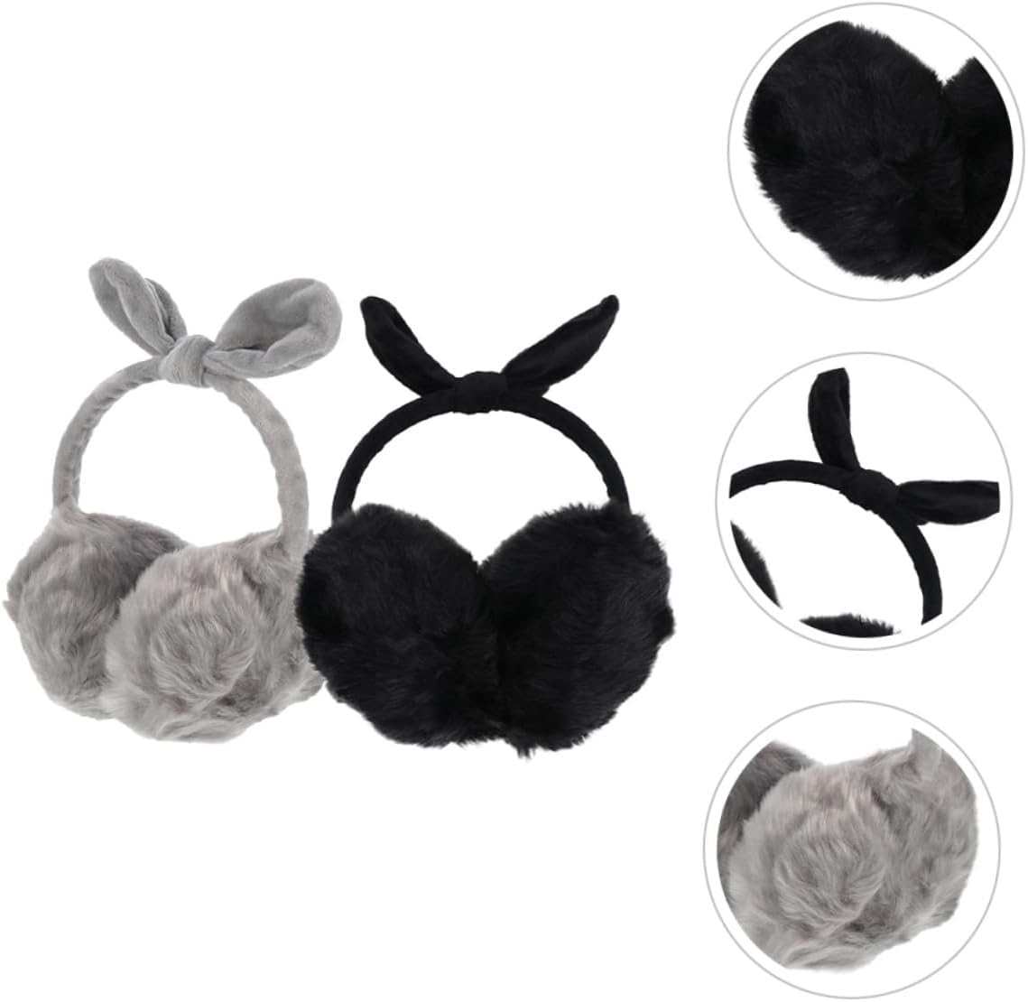2pcs Women’s Thermal Earmuffs Plush Ear Covers Winter Ear Warmers Adjustable Headband Windproof Protectors for Outdoor Use