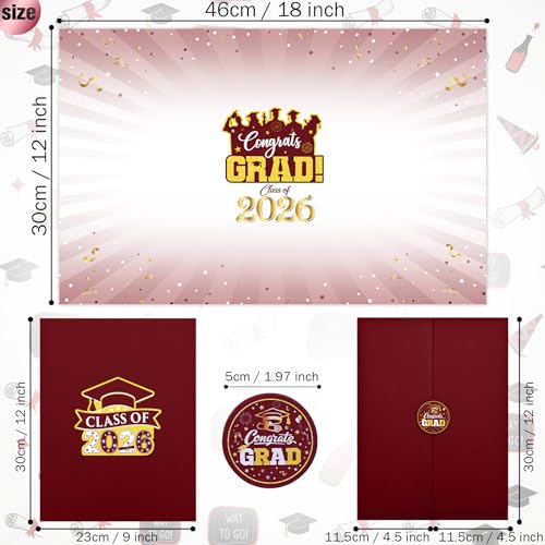 Image of Graduation Decorations 2026 Burgundy Gold Graduation Guest Book to Sign Class Of 2026 Signature Guestbook Alternative Party Gifts Keepsake Congrats Grad Invitations Memory Card Board College School