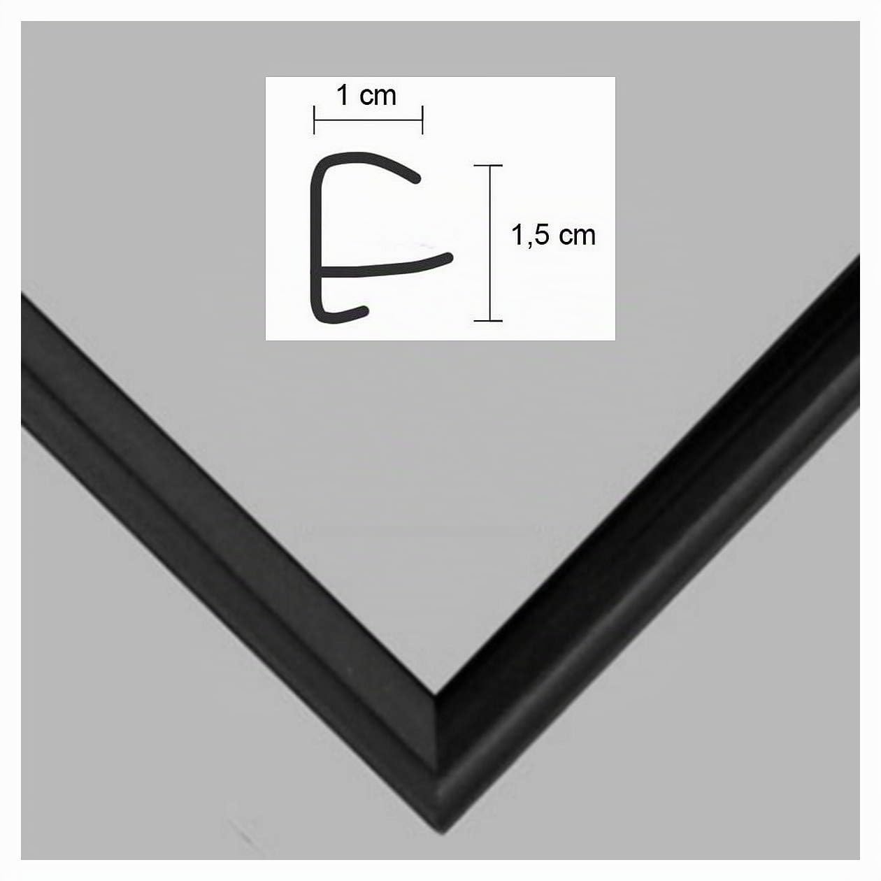 Homedecoration Bilderrahmen Amsterdam Schwarz Matt 90x90 cm Kunststoffrahmen mit Kunstglas 1mm bruchsicher glasklar