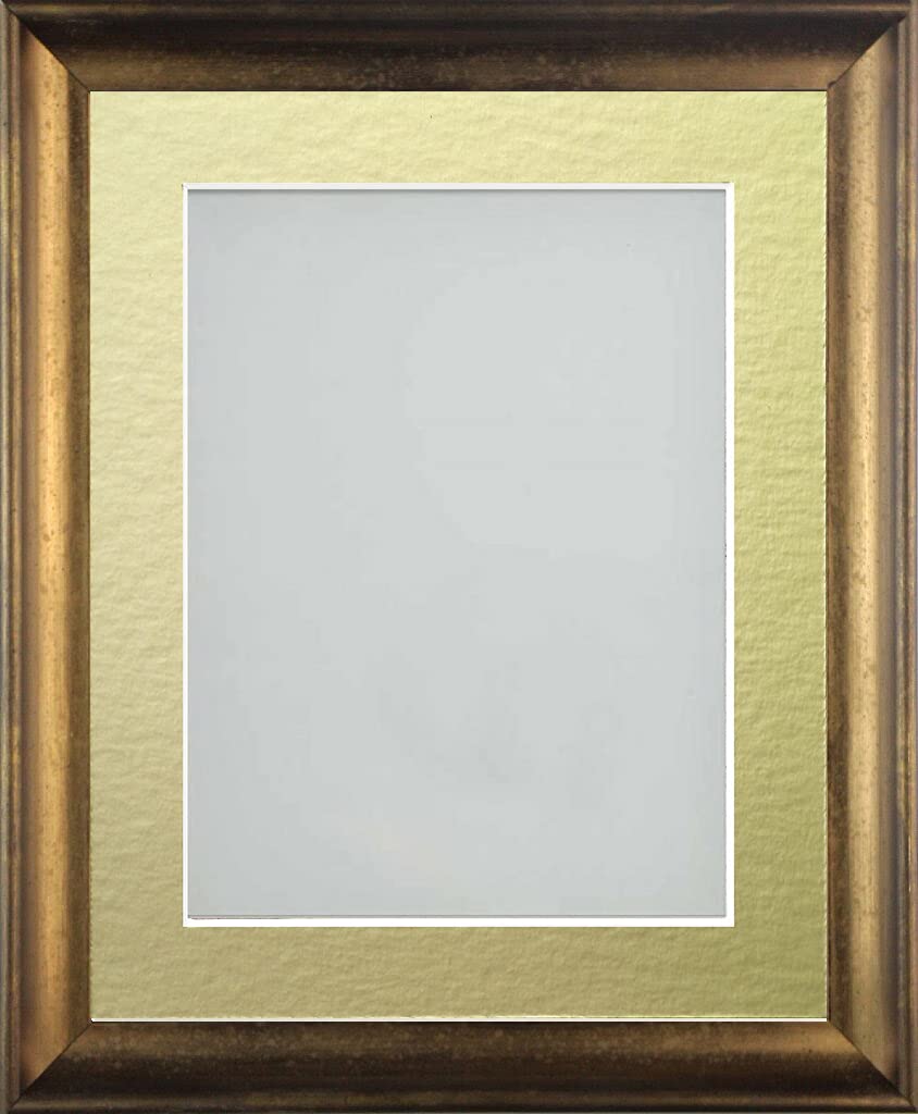 Frame Company Anglesey Range Wooden Burnt Copper 12x10inch Frame With Gold Mount For Image 8x6inch, Fitted with Real Glass