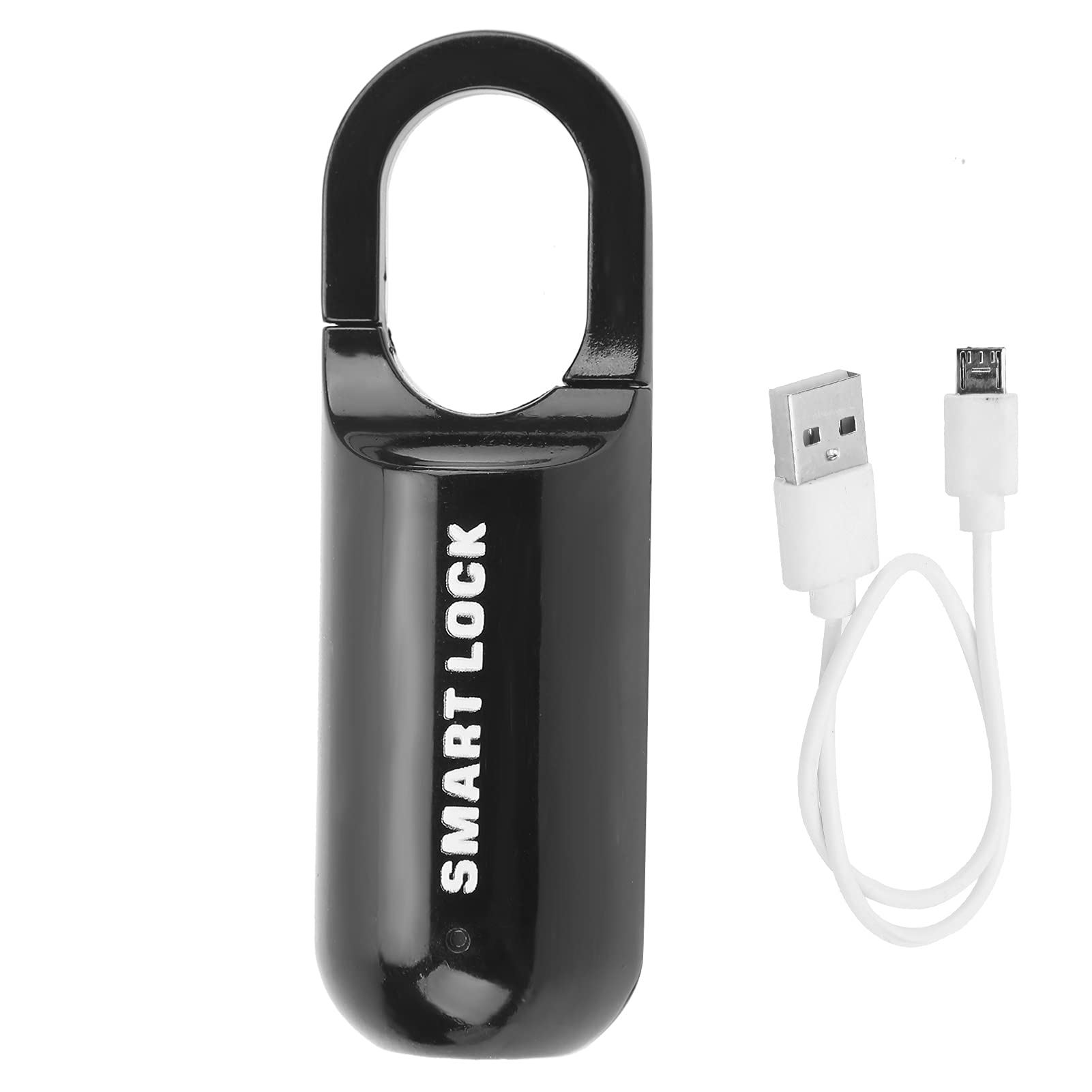 Fingerprint Padlock USB Rechargeable Keyless Fingerprint Lock Anti‑Theft Security Padlock for Luggage Case Backpack Drawer (Black)