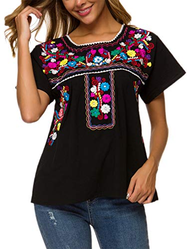 YZXDORWJ Women Mexican Embroidered Shirt2
