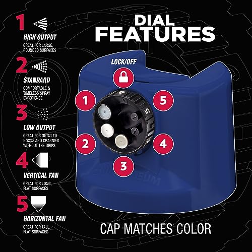 Image of Rust-Oleum Stops Rust Custom 5-in-1 Spray Paint, Satin Sapphire | Rust Preventive Enamel, Multi Surface (Metal, Wood and More), Adjustable Dial for Better Control, Fast Dry, Comfort Tip