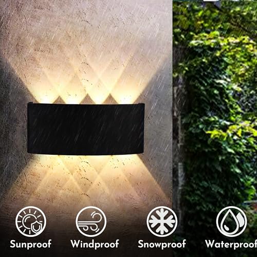 Image of FERA Waterproof Up Down Led Wall Lamp, Aluminium IP65 Body 8 Ray, Warm White, Indoor /Outdoor Decorative Wall Sconce Light, (8 ray Warm)