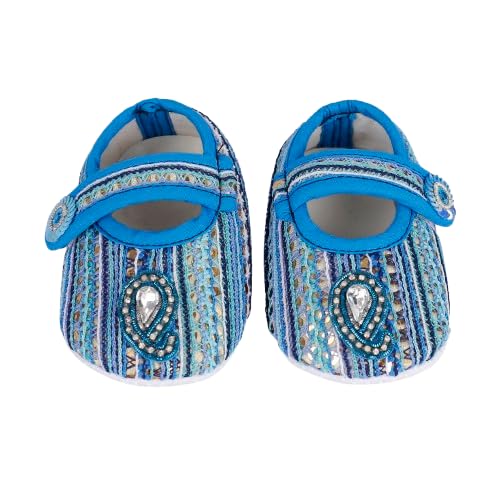 coco candy Blue Ethnic Sequins Booties Shoes for Girls Soft Warm Comfortable Anti-Slip New Born Infant shoe Baby Footwear gift for little one Walking & Daily Wear-picture-28
