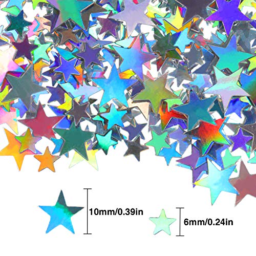 Hestya 60 G Star Confetti Glitter Star Table Confetti Metallic Foil Stars For Party Wedding Festival Decorations (Holographic Silver, 10Mm And 6Mm) #TOP1