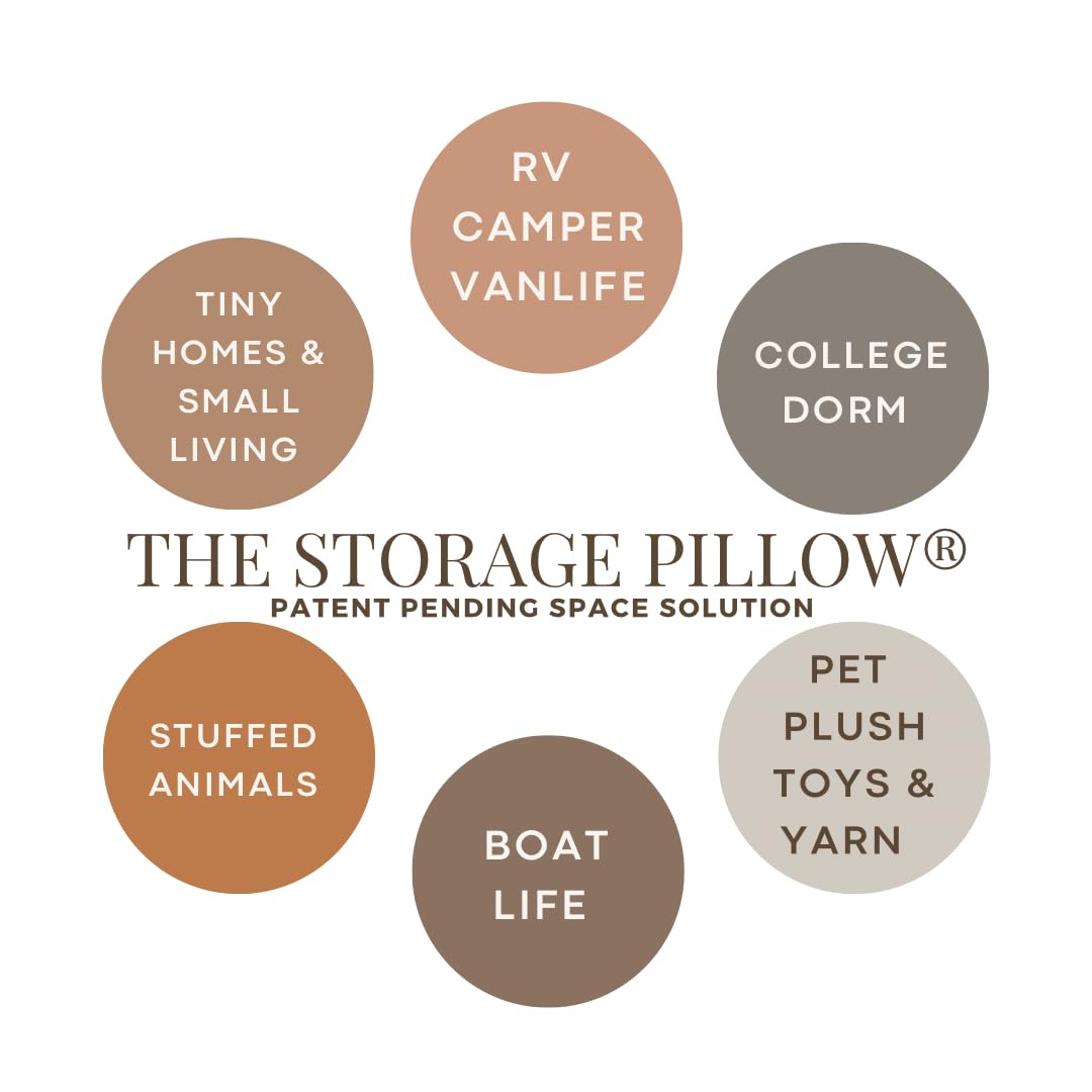 STORAGE PILLOW - Poszewka na poduszkę XL zapinana na zamek błyskawiczny, aby zmaksymalizować przestrzeń! Pomysł na przechowywanie dla kamperów Vanlife College Dorms Małe domy i małe przestrzenie.
