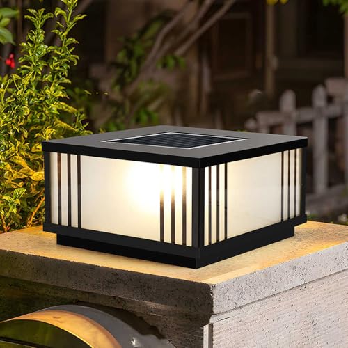 YVAMNAD Iluminación De Poste Exterior con Energía Solar, Moderna Lámpara LED para Cercas, Cubiertas, Pilares, Luces Solares, Carcasa Impermeable, para Patio, Jardín, Buzón, Pedestal.