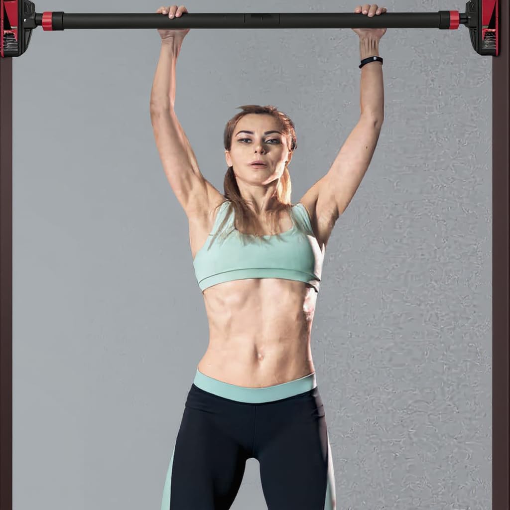 Pull Up Bar for Doorway, Strength Training Chin Up Bar with Level Meter and Adjustable Width for Home Gym,No Screws Required, Weight Capacity 440 LBS