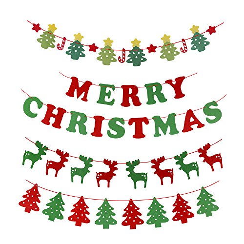 Catschat 4-Pack Non-Woven-Stoffe Frohe Weihnachten Banner Zeichen für Urlaub Dekoration Weihnachts-Party Gefallen Cover