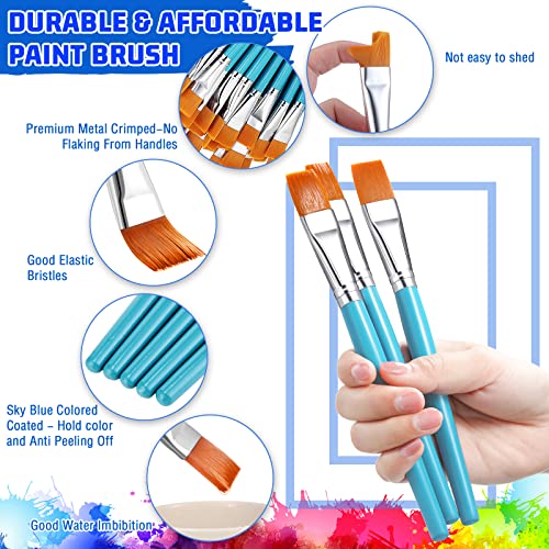 Image of Zonon 30 Pieces Paint Brushes Bulk Small Flat Top Acrylic Oil Paint Brush for Artists Mini Touch up Crafts Detail Painting(3 /4 Inch,Blue)