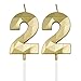22nd Birthday Candles for Cake, Gold Number 22 3D Diamond Shaped Candle Birthday Decorations Party Supplies for Girls, Boys, Women or Men