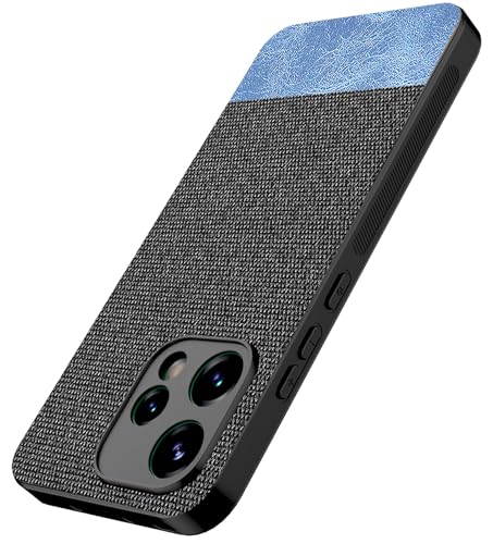 Image of Kapa Soft Fabric & Leather Hybrid Protective Back Cover for Oppo Reno 15 5G | Shockproof Slim Hard Anti Slip Back Case (Black,Blue)