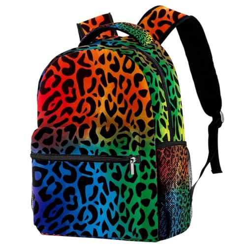 Sac à dos d'école léopard multicolore ado fille garçon voyage