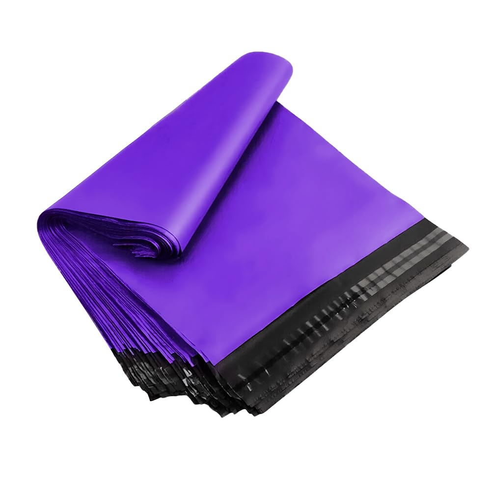 Tezraftaar® 500 x Polythene Mailing Bags Purple Poly Postal Postage Mailers 12" x 16" Self Seal Lightweight Shipping Parcel Mailers