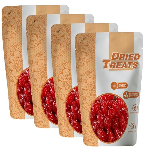 Image of Dried Treats Dried Cherries 1000 Grams (250 Grams X 4) Juicy, Sweet and Chewy Snack Rich in Vitamins & Fiber | Loved by Kids, Travellers and Cooking Friendly Moms | Easy to Pack for Lunchboxes, Trips, or Decorating Cakes, Cupcakes, Ice-Cream and More | Ready to Eat Sweet Red Cherry.