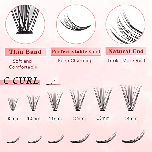 Glowingwin Individual Lashes Cluster Lashes 120 PCS Natural Look False Eyelashes Individual Soft DIY Lash Extensions At Home(20D Mix8-14mm 0.07C Curl) - Image 3