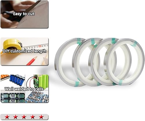 Miniatura 5 de Cinturón de tira de níquel para paquetes de baterías de celdas Li 18650/21700, cinta de tira de níquel para soldadura por puntos, 0.006 x 0.315 in,