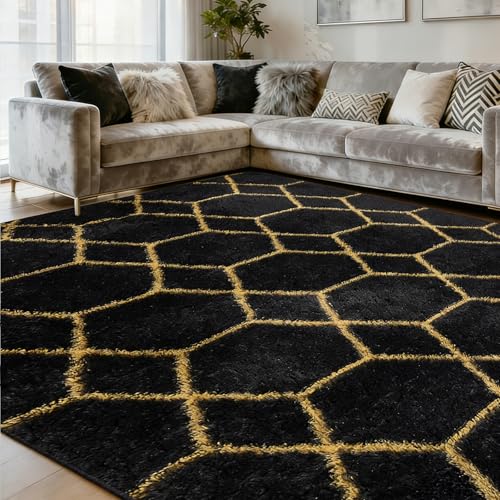 Alfombra suave 5x7 FT para sala, geométrica antideslizante miniatura 2