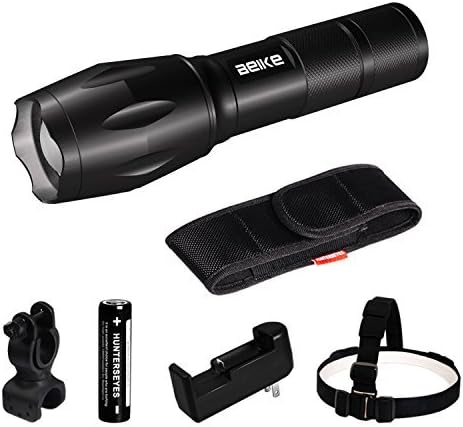 Beike 2 Pack 1000 lumens Tactical Flashlights, Super Bright Handheld Outdoor CREE LED Torch Flashlight with Adjustable Focus 5 Light Modes for Camping Hiking Emergency(AAA Batteries Included)