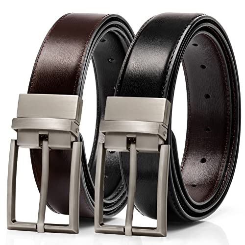 Alphyly Black Reversible Leather Mens Belt, Fits Suits and Jeans, Iteam Quantity One(not pack),Length110cm