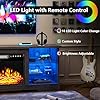TAVATA Fireplace TV Stand with 18" Fireplace, Modern Entertainment Center for TVs up to 68 inch, Media TV Console for Living Room with Led Lights, Adjustable Glass Shelves and Storage Cabinets (Grey) #2