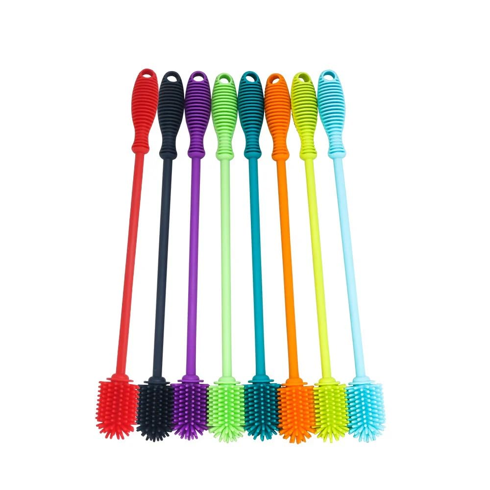 SARTHU 2pcs Silicone Bottle Cleaning Brush Set (12.5") & 2pcs 3-in-1 Multifunctional Cleaning Brushes | Ideal for Baby Bottles, Hydro Flask, Sports Bottles, Glassware & Crevice Cleaning Tools 3