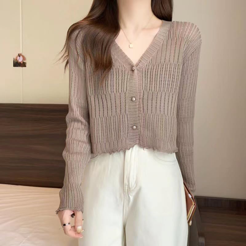 Image of ICW Women's Knitted Ribbed Cardigan Long-Sleeve V-Neck Button-Up Shrug Jacket Top Dn85