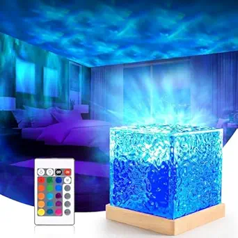WEZOSHINET 16 in 1 Dynamic Ocean Wave Projector Night Light with Remote, Water Effect Lamp for Bedroom, Living Room,Romantic Ocean Wave Water Night Light (Ocean Wave Light)