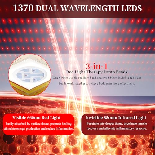 Couverture de lumière rouge 1370 LED double puce avec 3 modes et timer