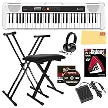 Go-anywhere portability with 61 full-size keys 400 great-sounding Tones and 77 fun Rhythms Connects to Casio Music Space iOS/Android app for lessons and more USB-MIDI, included AC adapter, optional 6xAA battery power and much more Bundle includes adj...