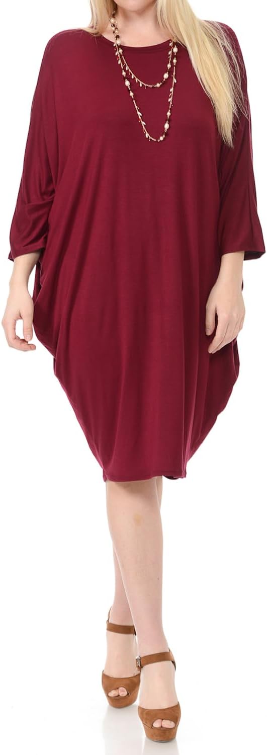 Pastel by Vivienne Women's Side Draped Dolman Sleeves Plus Dress