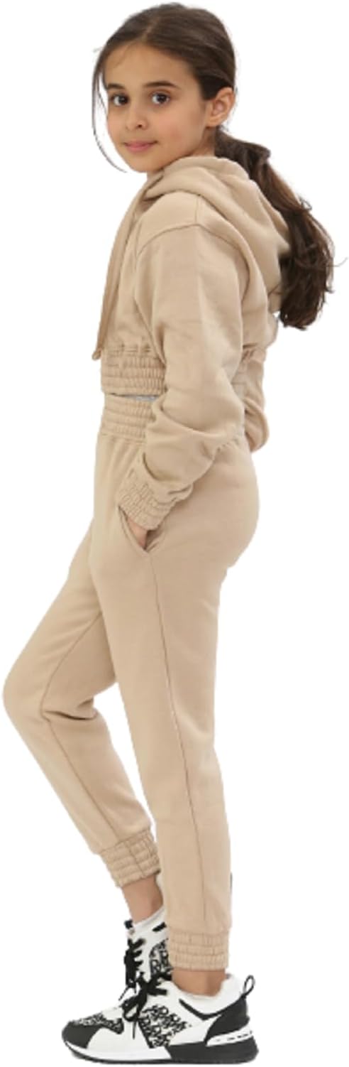 Towelbay2 Piece Kids Girls Tracksuit Hoodie Jogging Bottom Loungewear Active wear Kids and Teenagers Crop Tracksuit Set Casual -7 to 14 Years