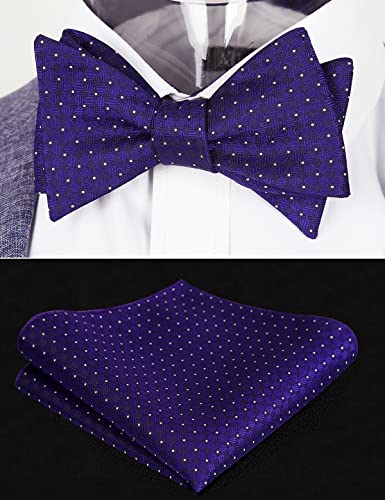 Image of Alizeal Mens 2pcs Solid Self-tied Bow Tie Set | Alizeal Mens 2pcs Self-tied Solid /Animal Bow Tie and Pocket Square Set Perfect for Wedding Business Formal Events