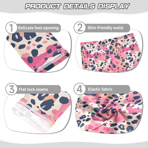 KLL Leopard Pattern Pink Black Little Girls Leggings Casual Full Length Workout Pants Gym3