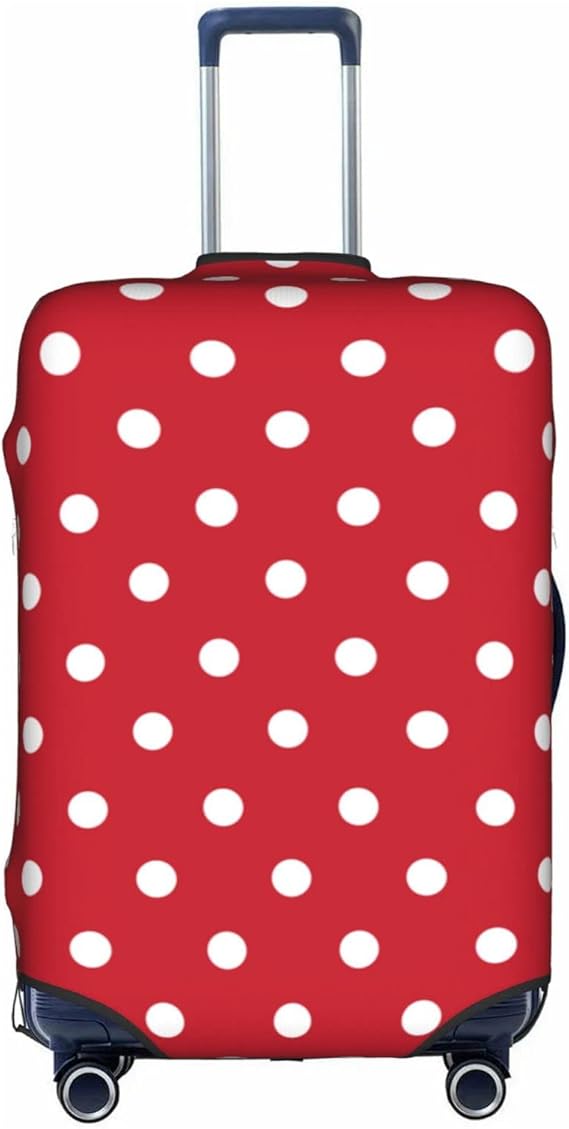 review MyLantu Suitcase Cover Red White Polka Dot Travel Luggage Protector, Baggage Protective Covers S ( Fits 18-21In luggage)